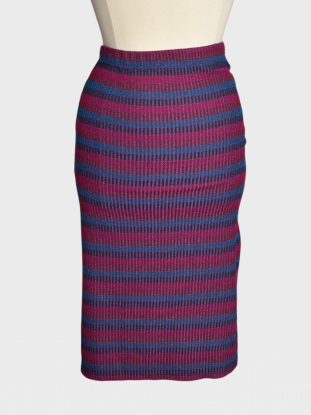 Time and Tru Striped Ribbed Sweater Knit Pencil Skirt